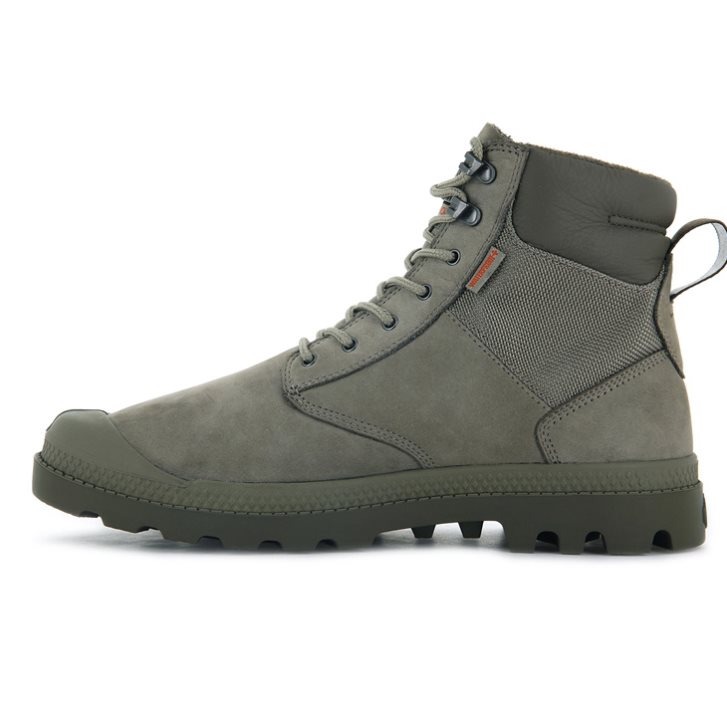 Palladium Pampa Shield WP+ LUX Men's Boots Olive | UK I510-NTV